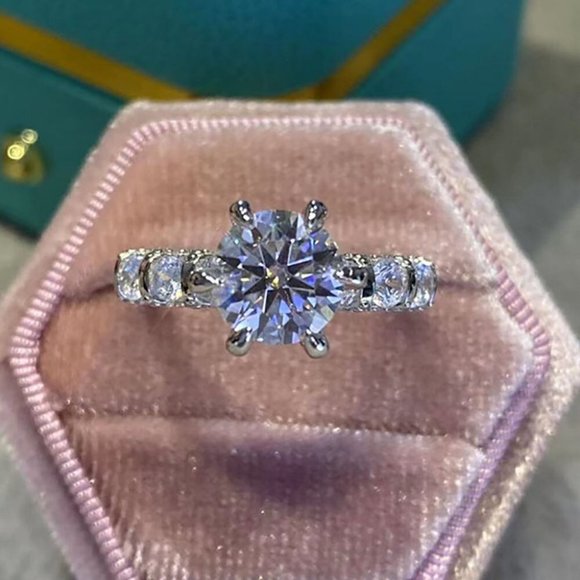 Certified 3ct. t.w. Moissanite Diamond Luxury Wedding Engagement Ring NEW - Picture 9 of 16